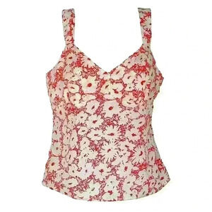 Eddie Bauer womens crop top S sweetheart neckline sleeveless side zip Y2K pink